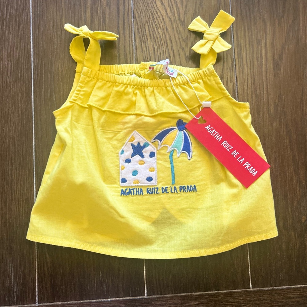 Agatha Ruiz De La Prada Yellow Baby Top with Embroidery